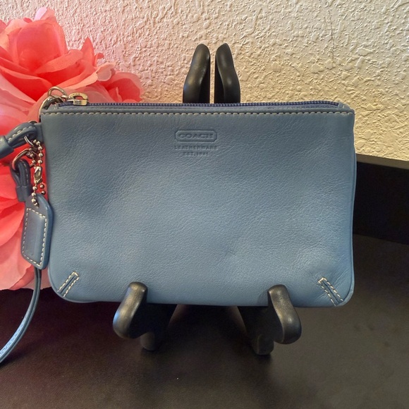 Coach Handbags - Coach Vintage Legacy Blue Leather Wristlet  EUC